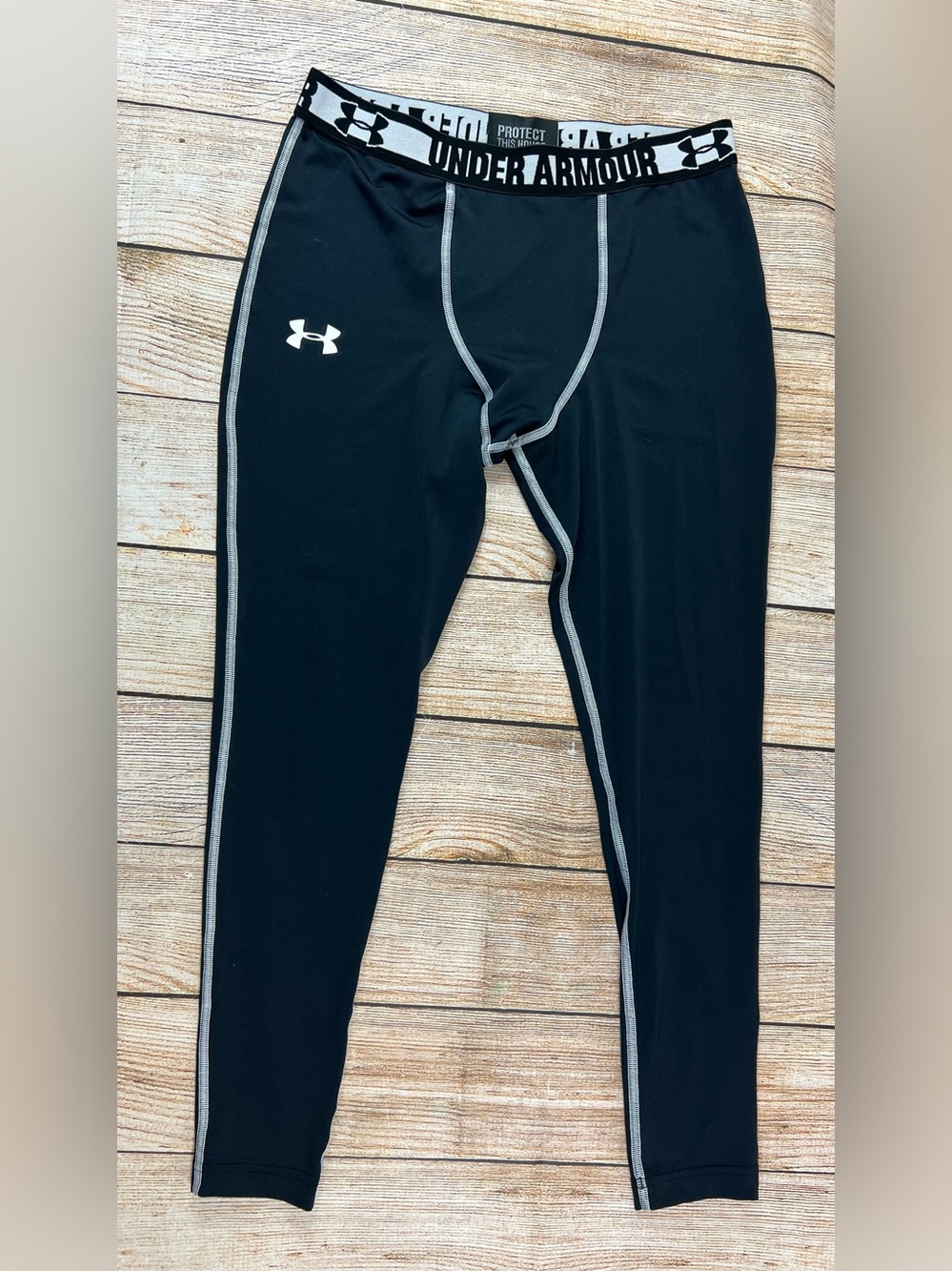 Mens Under Armour Heat Gear Compression Training Pants Black Size Large